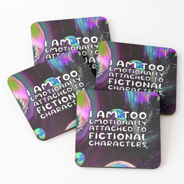 Artikelvorschau, Emotional an fiktive Charaktere gebunden | Lustiges Lesezitat mit Goofy Rounded Font Trippy Pattern entworfen und verkauft von SomeDesignThing.