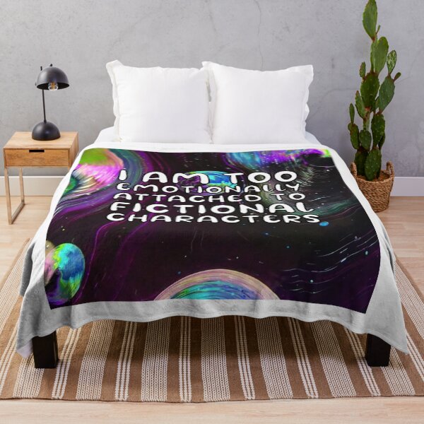 Artikelvorschau, Emotional an fiktive Charaktere gebunden | Lustiges Lesezitat mit Goofy Rounded Font Trippy Pattern entworfen und verkauft von SomeDesignThing.