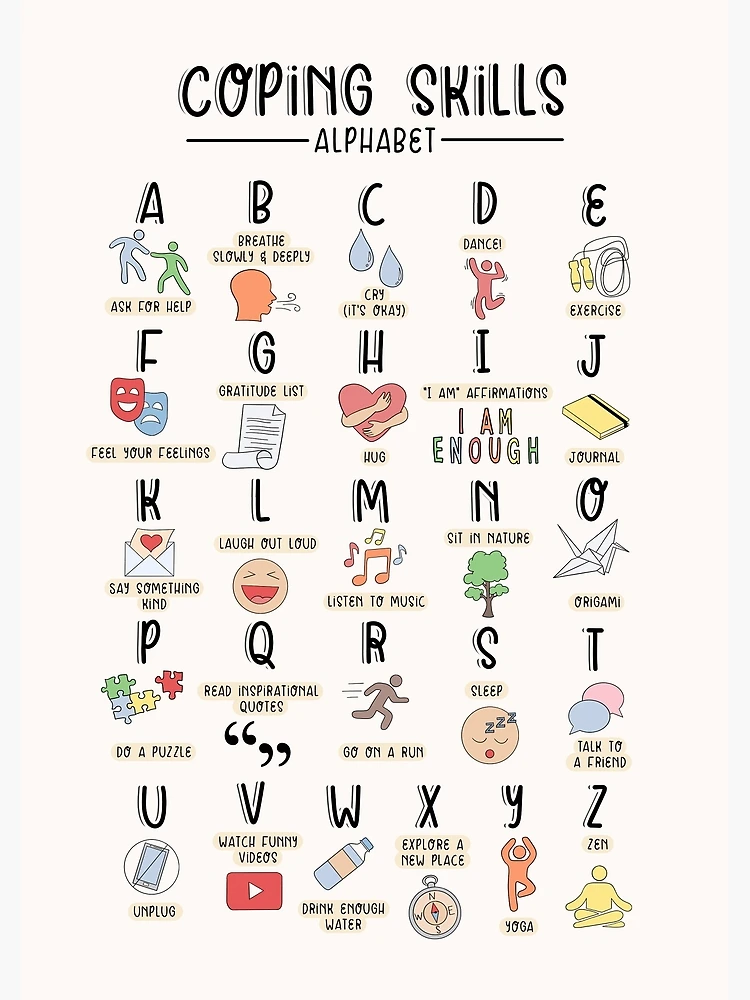 coping-skills-alphabet-greeting-card-for-sale-by-pkindthoughts-redbubble