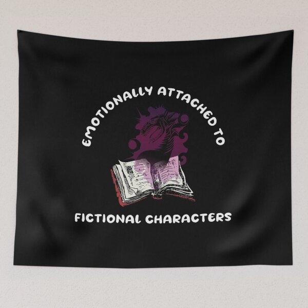 Item preview, Emotionally attached to fictional characters | Funny Reading Quote with Goofy Rounded Font and Dragon Emerging From a Book designed and sold by SomeDesignThing.