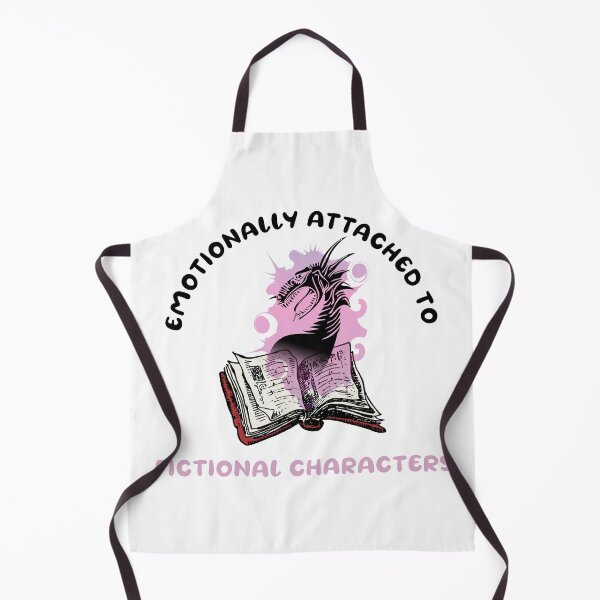 Item preview, Emotionally attached to fictional characters | Funny Reading Quote with Goofy Rounded Font and Dragon Coming From a Book designed and sold by SomeDesignThing.