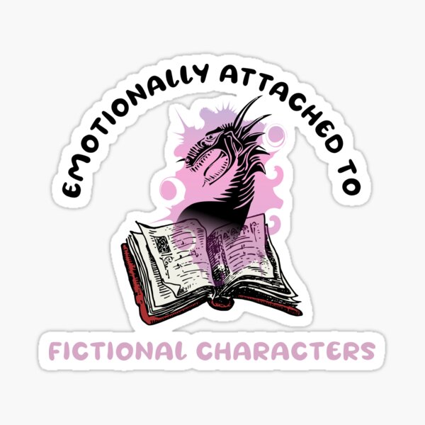 Artikel-Vorschau von Emotional an fiktive Charaktere gebunden | Lustiges Lesezitat mit Goofy Rounded Font und Dragon aus einem Buch, designt und verkauft von SomeDesignThing.