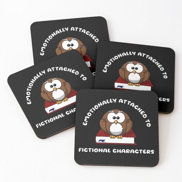 Item preview, Emotionally attached to fictional characters | Funny Reading Quote with Goofy Rounded Font and Owl on Book designed and sold by SomeDesignThing.
