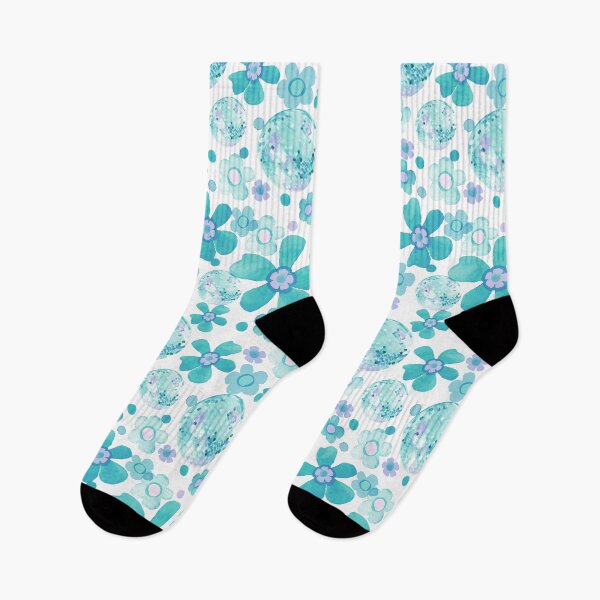 Artikelvorschau, Helles Disco-Blumen - Aqua-Purpur entworfen und verkauft von KBurnsArt.