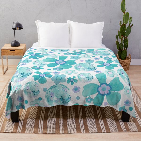 Item preview, Bright Disco Floral - Aqua Purple designed and sold by KBurnsArt.