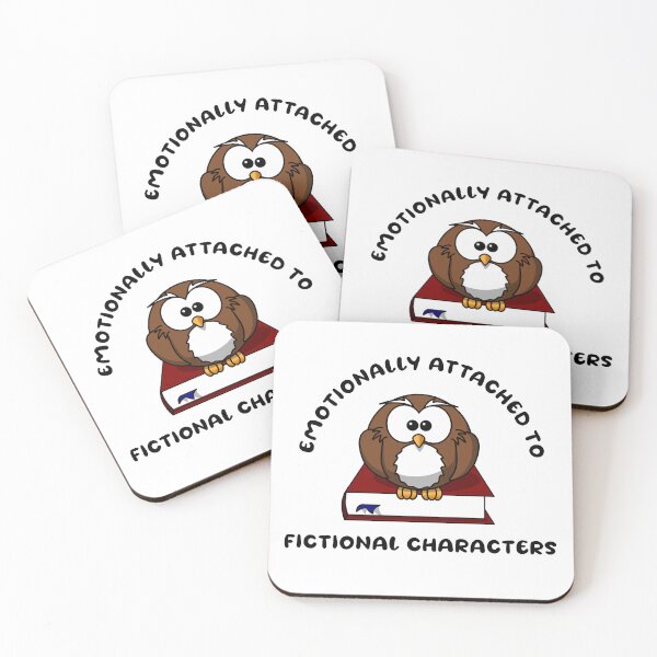 Item preview, Emotionally attached to fictional characters | Funny Reading Quote with Goofy Rounded Font and Owl on Book designed and sold by SomeDesignThing.