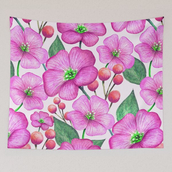 Item preview, Graceful Pink Floral And Leaf Pattern On White designed and sold by DEC02.