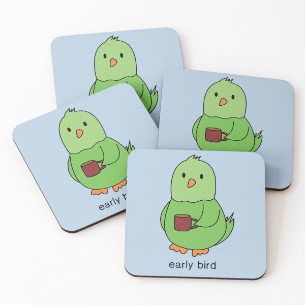 Item preview, cute early bird holding coffee quote designed and sold by ZJOCreative.