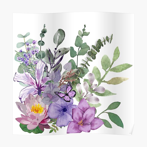 Shades Of Purple Flowers Poster For Sale By Sama1310 Redbubble