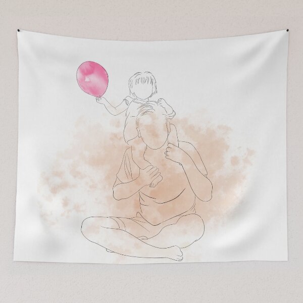Item preview, father and  child line drawing portrait 2 designed and sold by ColorandColor.