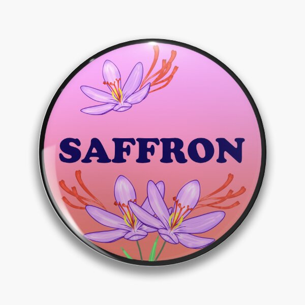 Item preview, Saffron kitchen label. red-purple background designed and sold by Pattern Petals.