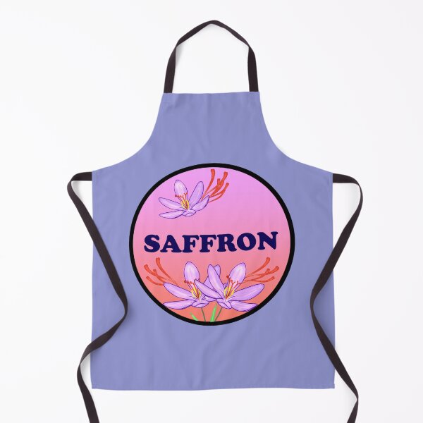 Item preview, Saffron kitchen label. red-purple background designed and sold by Pattern Petals.