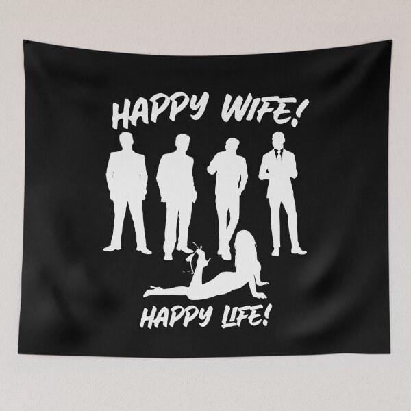 Item preview, My Husband's Friends Make Me A Happy Wife.  So Happy Life. Swinger Lifestyle Design. For Dark Colors. designed and sold by swingersshop.