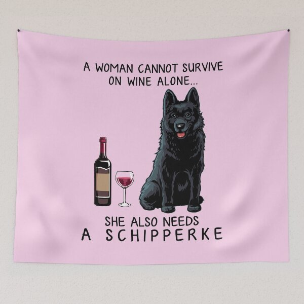 Item preview, Schipperke and wine Funny gift for dog mom designed and sold by TeeDoozy.