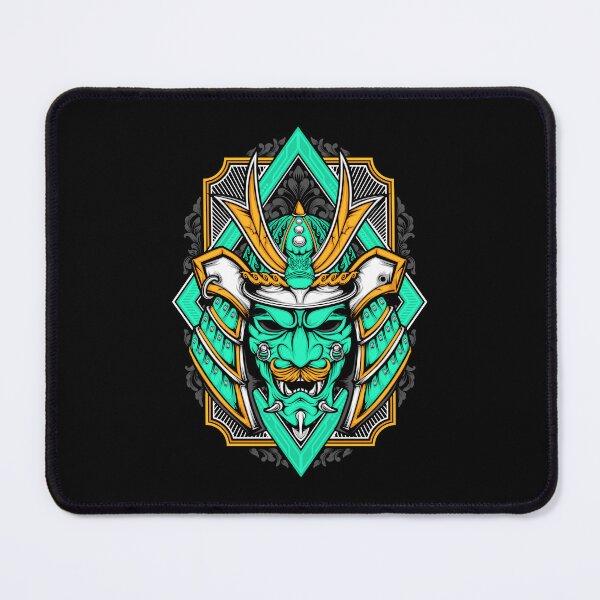 Item preview, Samurai Japanese Green Oni Mask Helmet designed and sold by BakaOutfit.
