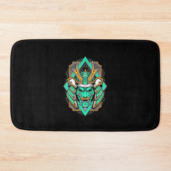 Item preview, Samurai Japanese Green Oni Mask Helmet designed and sold by BakaOutfit.
