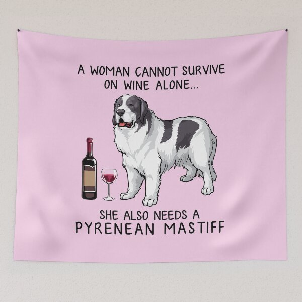 Item preview, Pyrenean Mastiff dog and wine Funny gift for dog mom designed and sold by TeeDoozy.