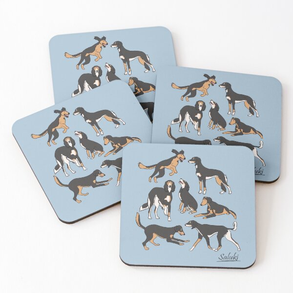 Item preview, Playing Black Tan White Saluki - Blue Background designed and sold by Lulupainting.