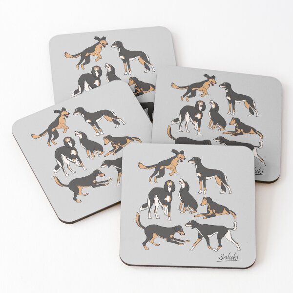 Item preview, Playing Black Tan White Saluki - Gray Background designed and sold by Lulupainting.
