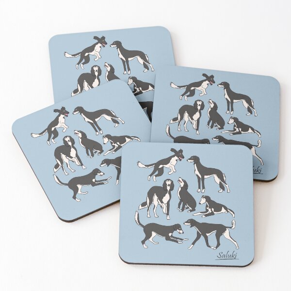 Item preview, Playing Black and White Saluki - Blue Background designed and sold by Lulupainting.