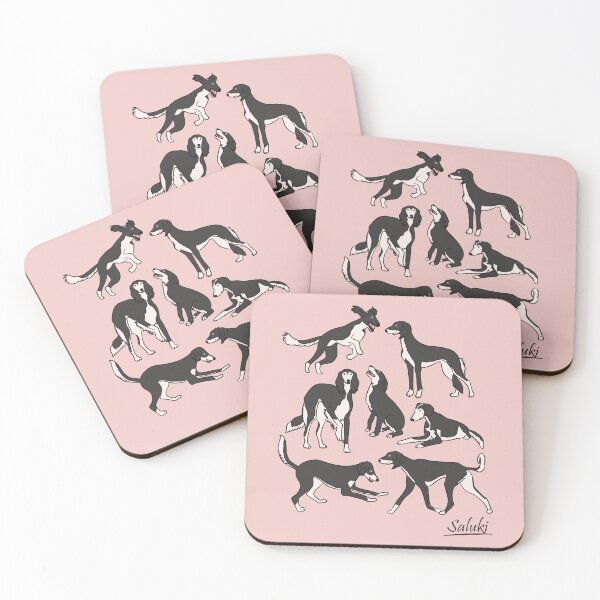 Item preview, Playing Black and White Saluki - Pink Background designed and sold by Lulupainting.