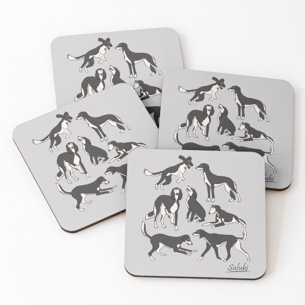 Item preview, Playing Black and White Saluki - Gray Background designed and sold by Lulupainting.