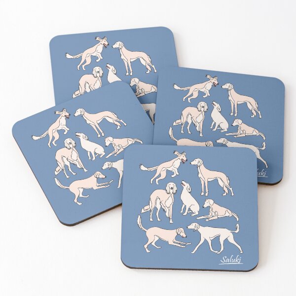 Item preview, Playing Cream White Saluki - Blue Background designed and sold by Lulupainting.