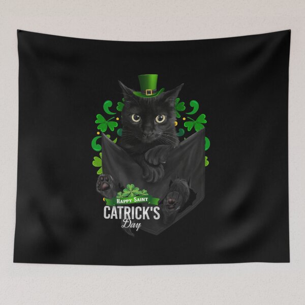 Item preview, St Patrick's Day Irish Saint Patrick's Shamrock Fur Black Cat designed and sold by Barnissim.