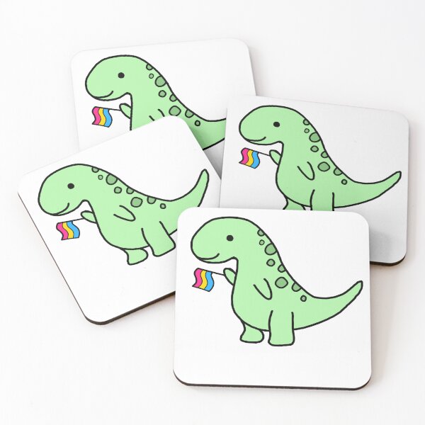 Item preview, dinosaur holding pansexual pride flag designed and sold by sydneymmd.