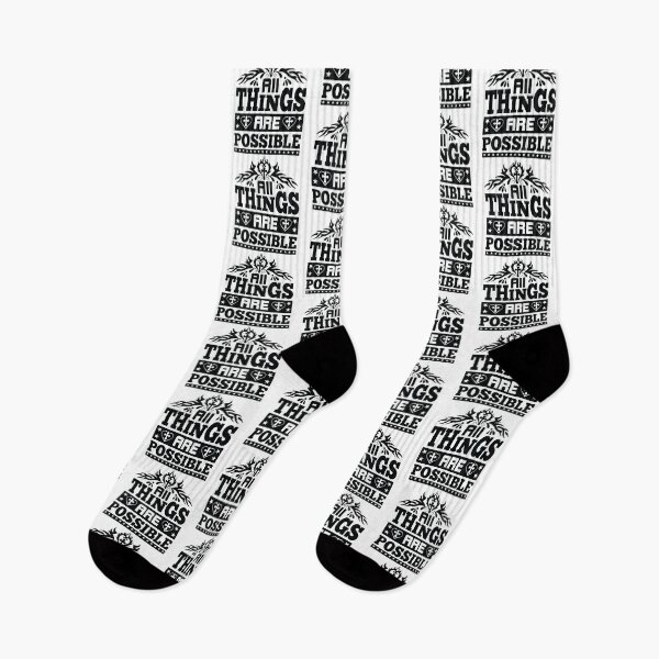 Aperçu de l'œuvre Jesus All things are Possible Love God Happy Life Apparel Essential Motivation Inspiration Joy Mood créée et vendue par DesignByHeartUK.