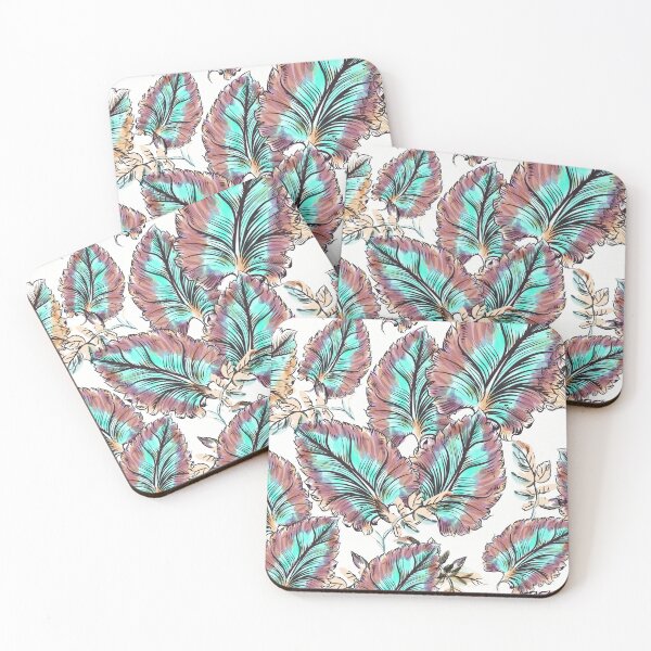 Item preview, Aqua and pink leaves designed and sold by FGCART.