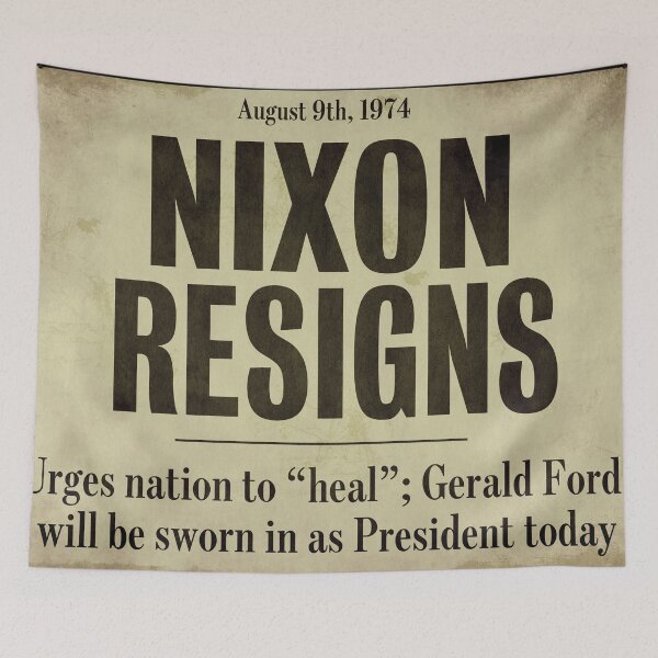 Item preview, Nixon Resigns Newspaper Headline designed and sold by Sasha Art Gallery.