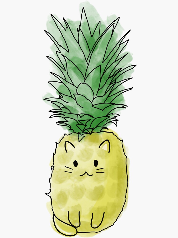 "Pineapple cat sticker" Sticker for Sale by zachyamas Redbubble