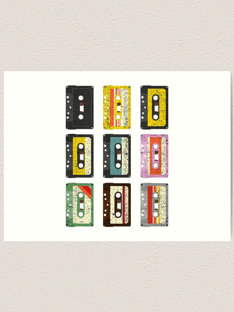 "Vintage Set of Cassettes Tape Classic Mixtapes 80s 90s" Art Print for