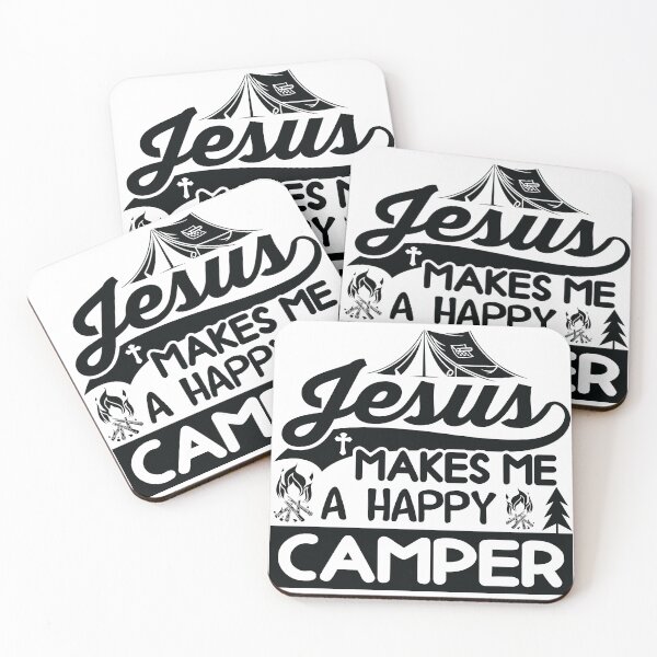 Item preview, Jesus makes me a happy Camper Faith Will Forever conquer Your Fear Jesus All things are Possible Love God Happy Life Apparel Essential Motivation Inspiration Joy Mood designed and sold by DesignByHeartUK.