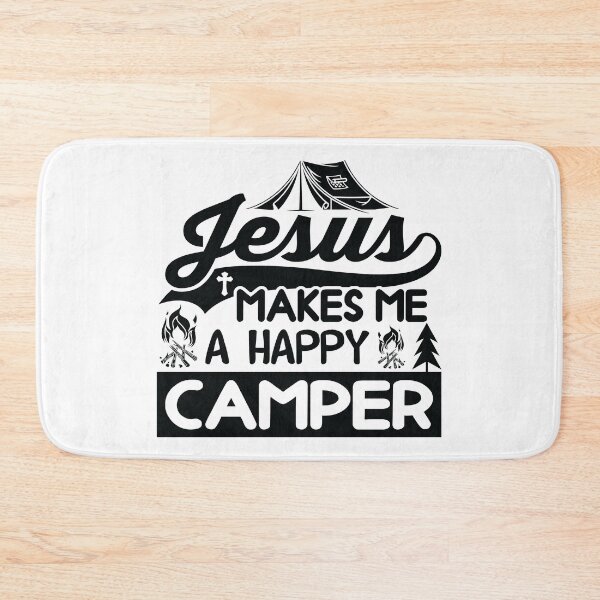 Item preview, Jesus makes me a happy Camper Faith Will Forever conquer Your Fear Jesus All things are Possible Love God Happy Life Apparel Essential Motivation Inspiration Joy Mood designed and sold by DesignByHeartUK.