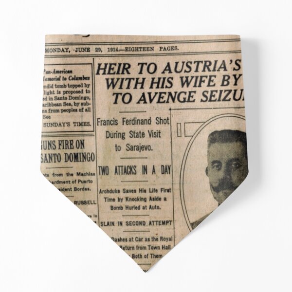 Newspaper article on the assassination of Archduke Franz Ferdinand. Old Newspaper, 28th June 1914, #OldNewspaper #Newspaper Pet Bandana