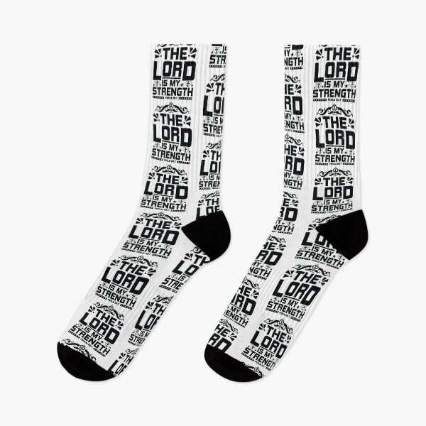 Aperçu de l'œuvre The Lord Is My Strength Psalm Love God Happy Life Apparel Essential Motivation Inspiration Joy Mood créée et vendue par DesignByHeartUK.