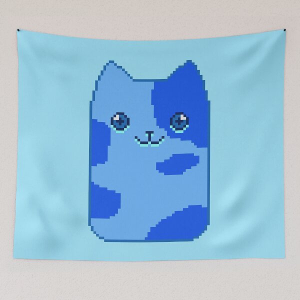 Item preview, Kawaii Blue Pixel Cat Cartoon Style designed and sold by With Love, InspireMari.