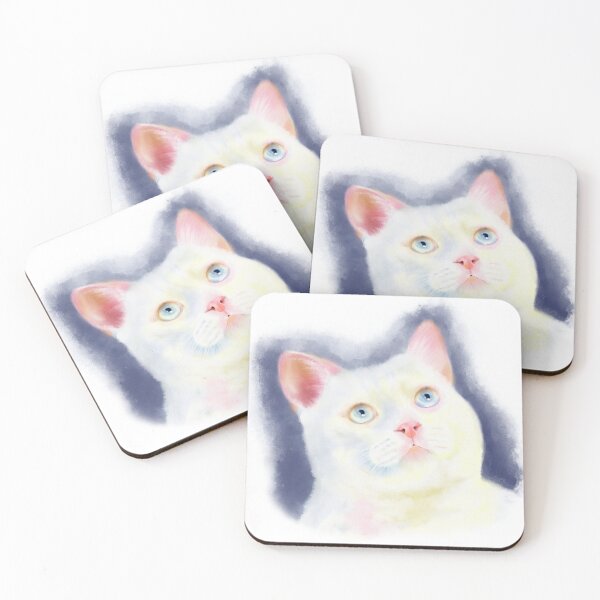 Item preview, curious white cat designed and sold by chrisbats.