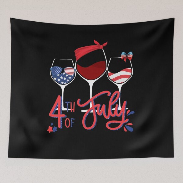 Item preview, Red Wine & Blue 4th of July wine Red White Blue Wine Glasses designed and sold by diip.