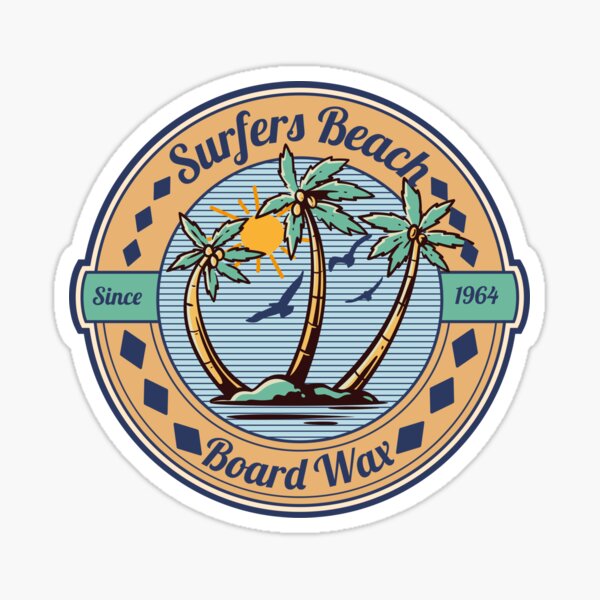 "Surfers Beach Surfing Surfboard Wax" Sticker for Sale by CharJens