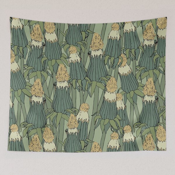 Item preview, Vintage pattern with unopened dandelion designed and sold by hmorena.