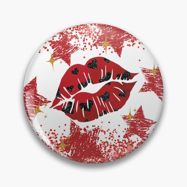 Item preview, Red Lips With Black Glittered Hearts  designed and sold by calalassy.