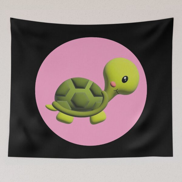 Item preview, 3d illustration of a funny turtle in green tones inside a pink circle designed and sold by Martapp.