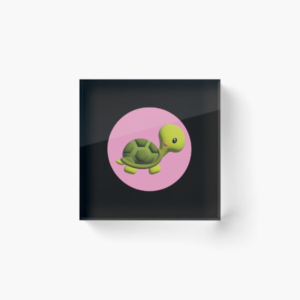 Item preview, 3d illustration of a funny turtle in green tones inside a pink circle designed and sold by Martapp.