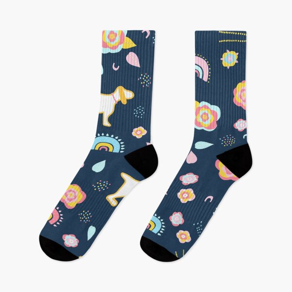 Item preview, Pets Dog Print Rainbow Flowers in Teal designed and sold by artBeatandSoul.