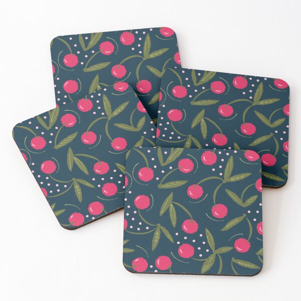 Item preview, vintage cherry pattern retro collection, Spring Cherry Berries, cherries polka dots pattern, gift for fruit lovers designed and sold by Dotsby.
