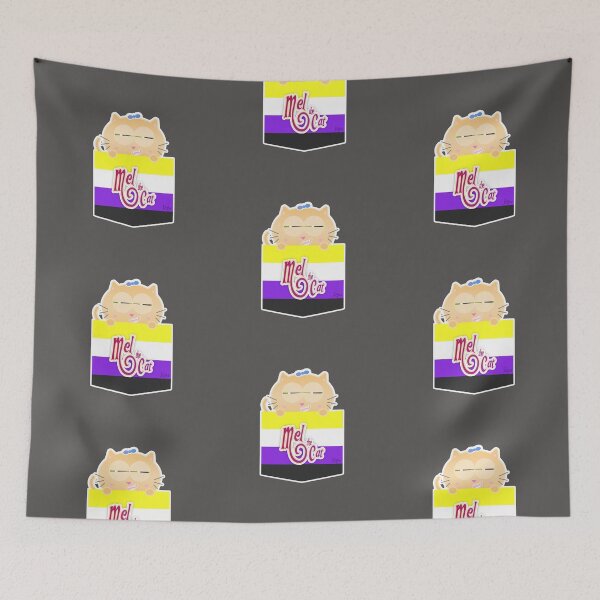 Item preview, Mel the Cat Coming Out Pocket Non Binary Flag designed and sold by elisagavi.