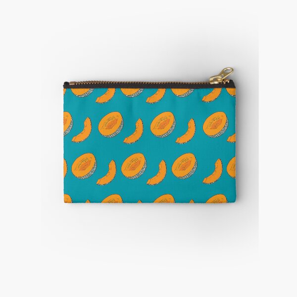 Item preview, Pattern with melon slices and halves on blue background designed and sold by hmorena.